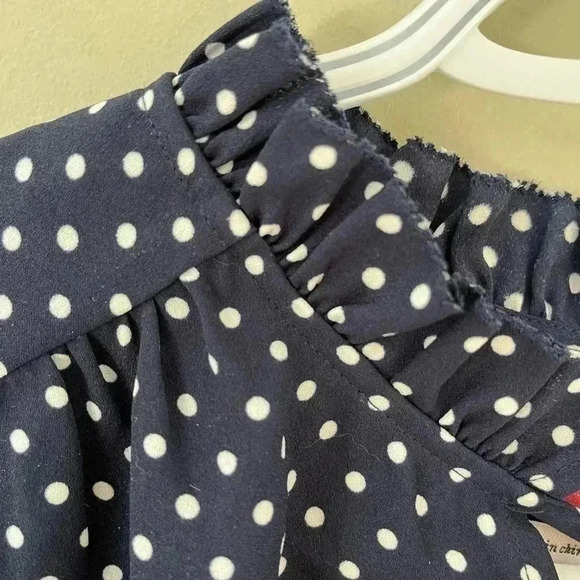 [S]Kate  Spade Dark Navy Blue Polka Dot LS Blouse - Picture 6 of 13